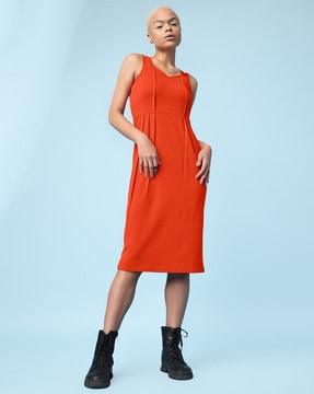 knitted v-neck sheath dress