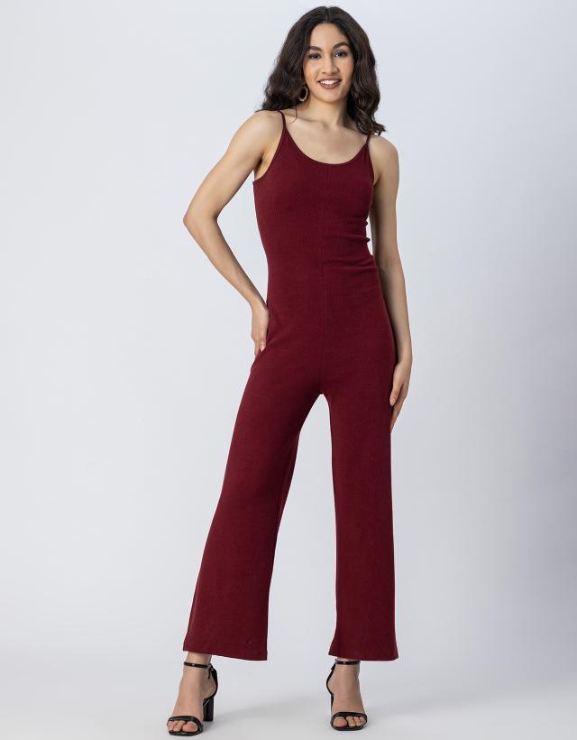 knitted wide leg jumpsuit for women