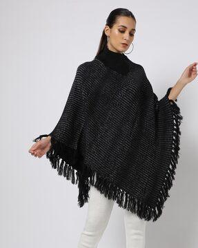 knitted winter ponchos with tassels