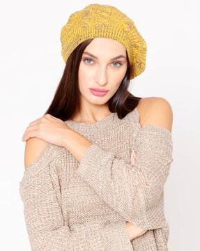 knitted wool beret cap