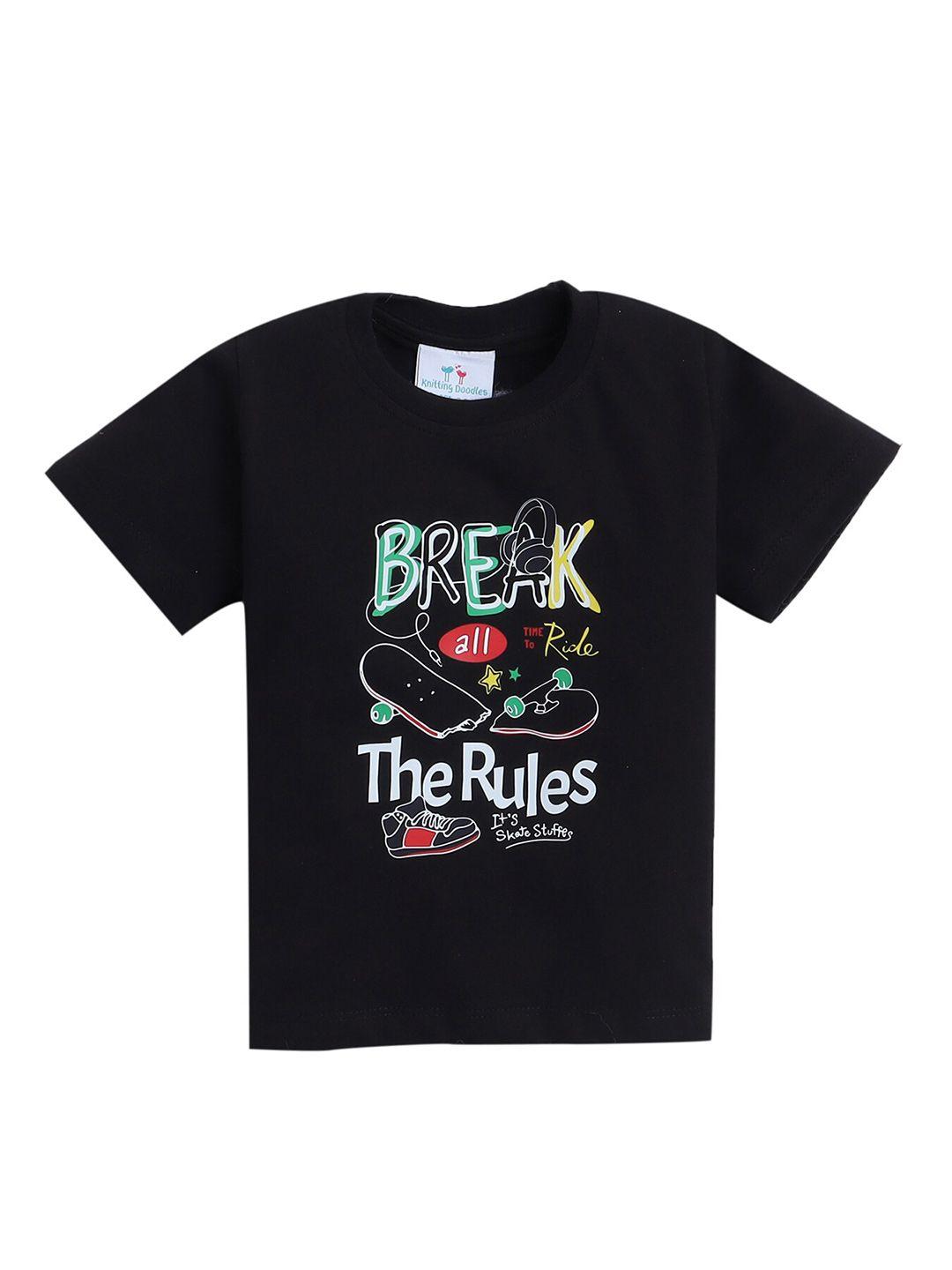 knitting doodles boys typography printed cotton t-shirt