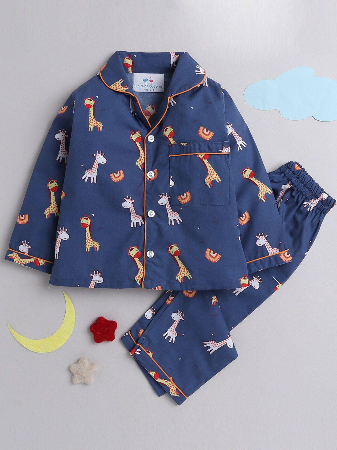 knitting doodles kids printed night suit