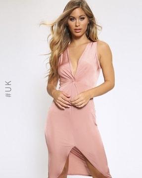 knot-front bodycon dress