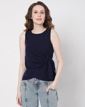 knot-front sleeveless top
