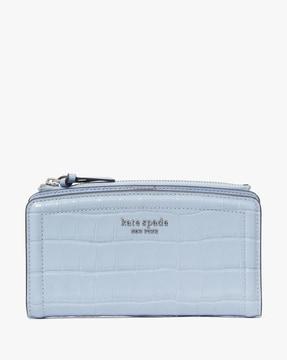 knott croc-embossed slim wallet with zip closure