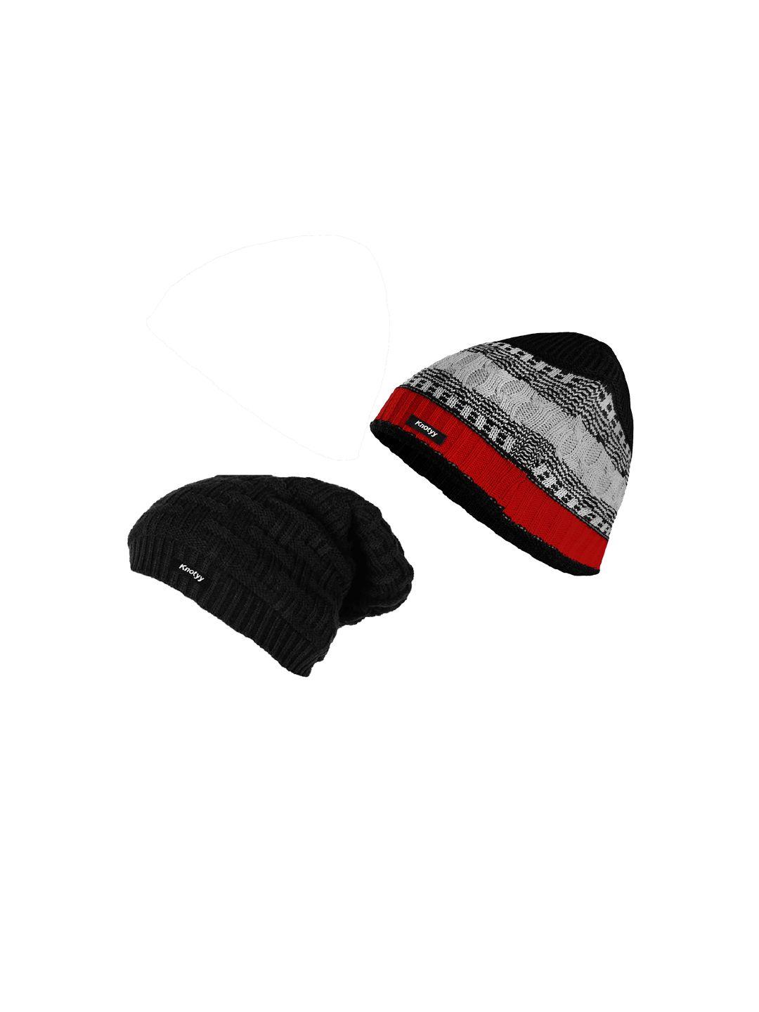 knotyy men pack of 2 self design beanie