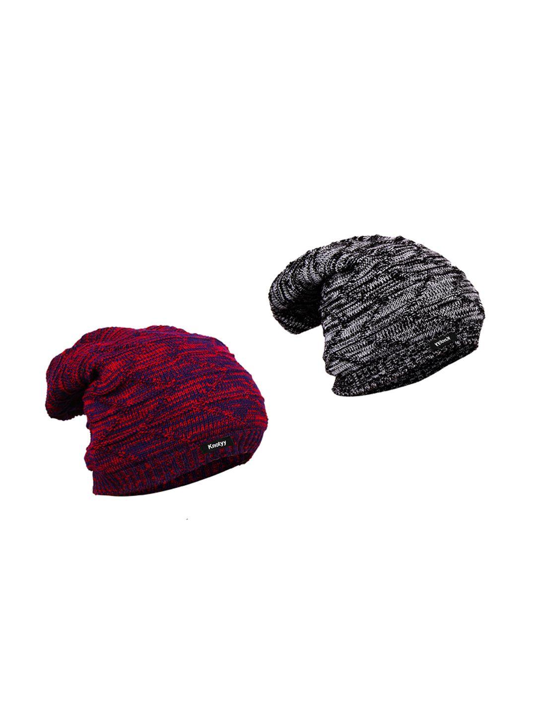 knotyy men pack of 2 solid woolen beanie