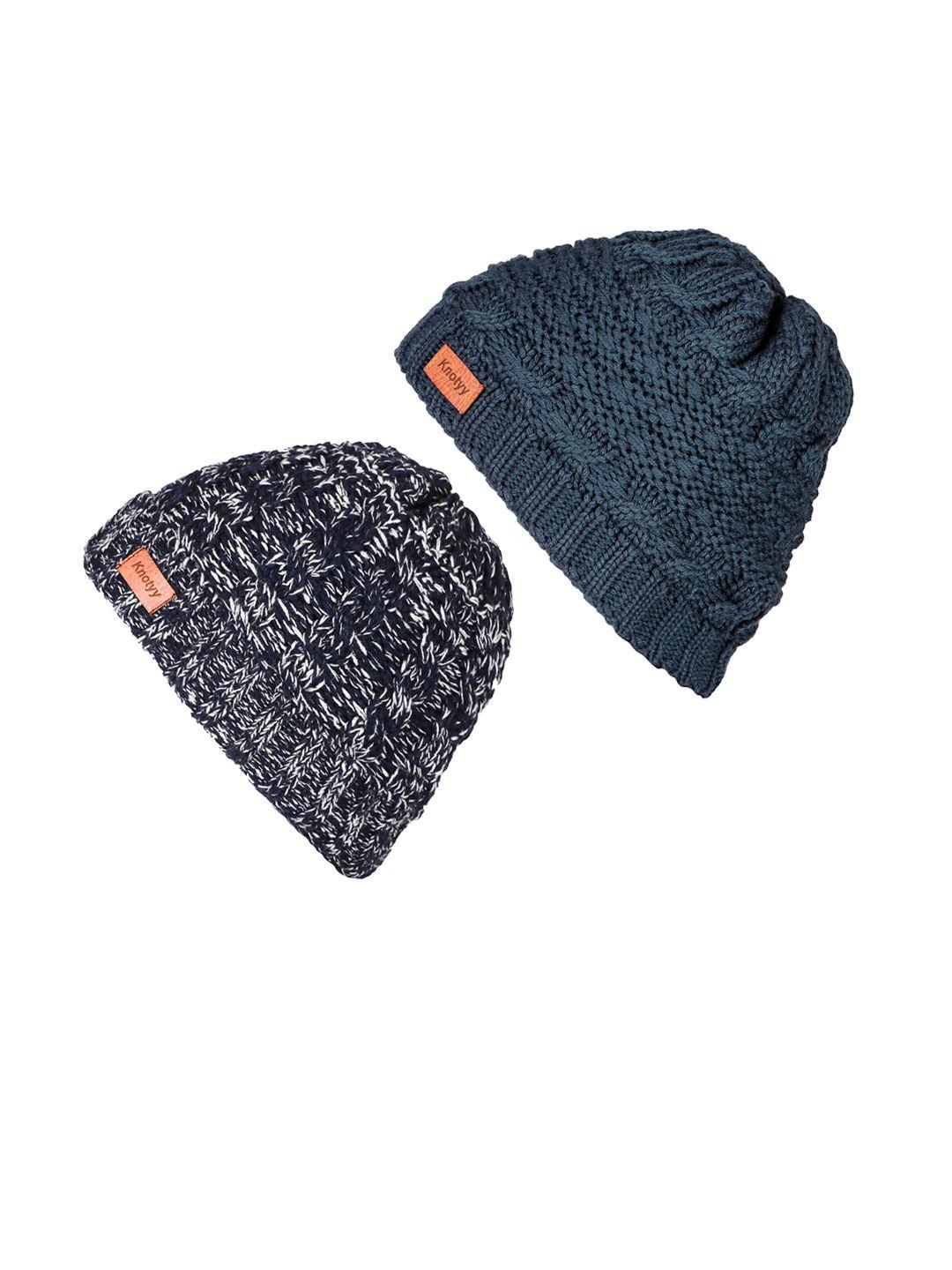 knotyy men blue solid beanie
