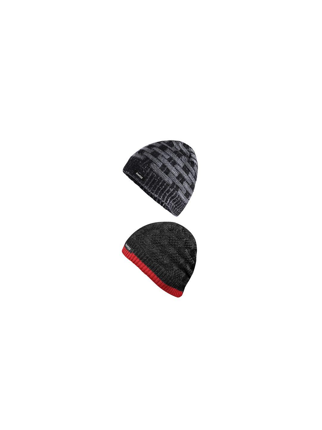 knotyy men multicoloured self design beanie