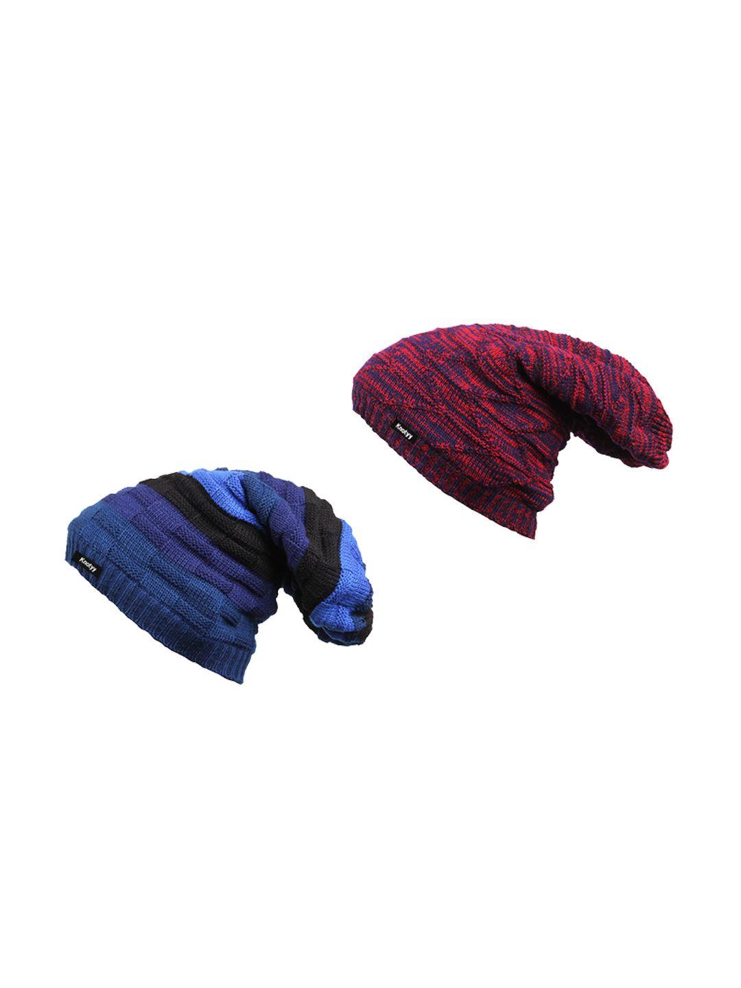 knotyy men pack of 2 solid woolen beanies