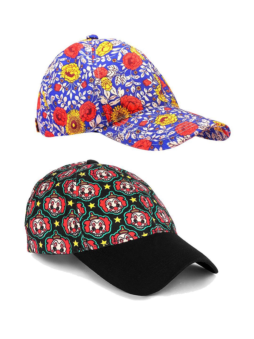 knotyy pack of 2 floral printed snapback caps