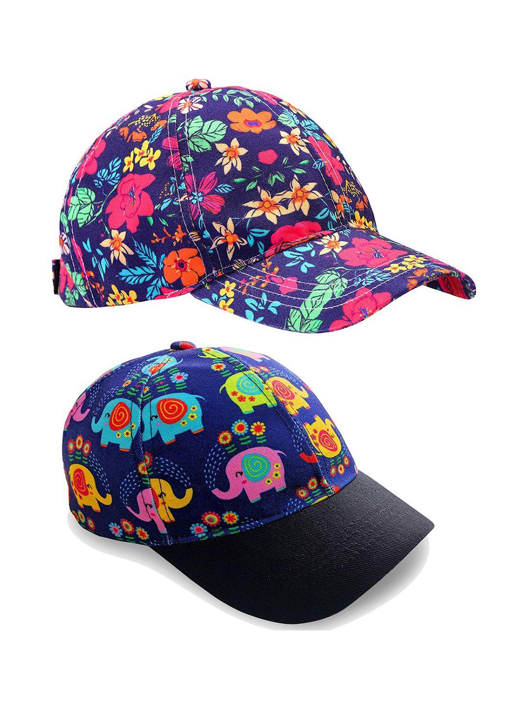 knotyy pack of 2 floral printed snapback caps