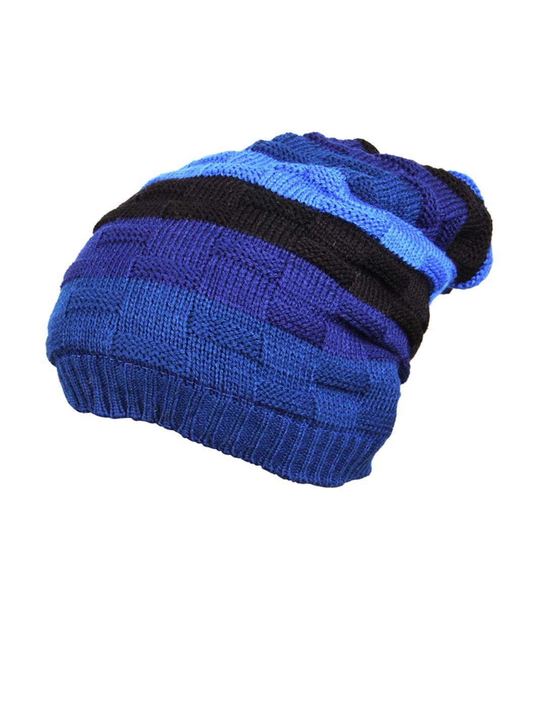 knotyy unisex blue self design beanie