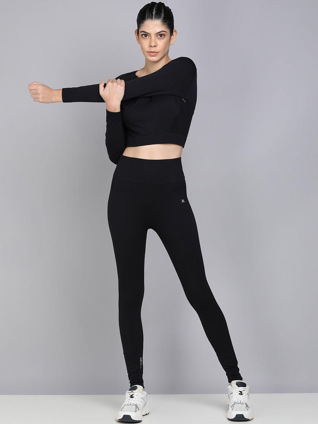kobo super stretch long sleeves sport top & tights tracksuit