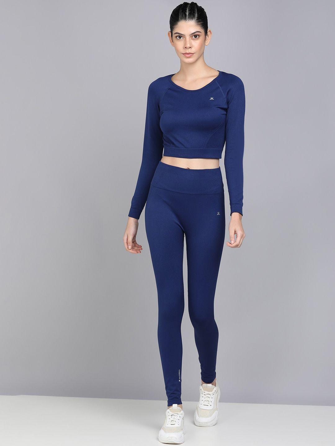 kobo super stretch long sleeves sport top & tights tracksuit