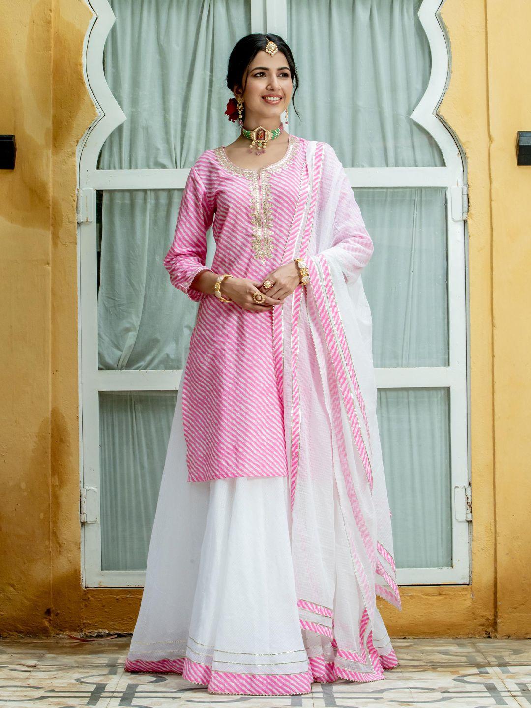 kohsh printed ready to wear pure cotton lehenga & blouse with dupatta