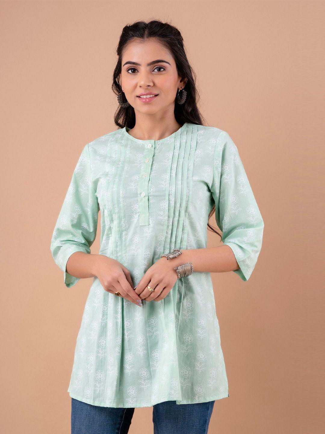 kohsh floral printed pure cotton pleated tunic