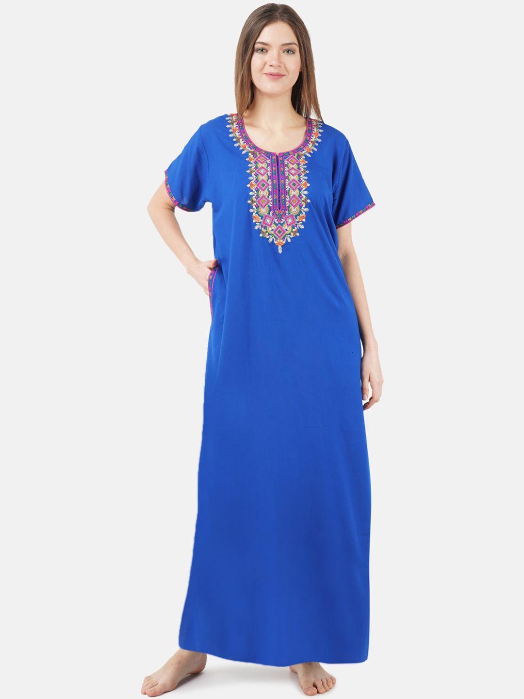 koi sleepwear blue embroidered nightdress