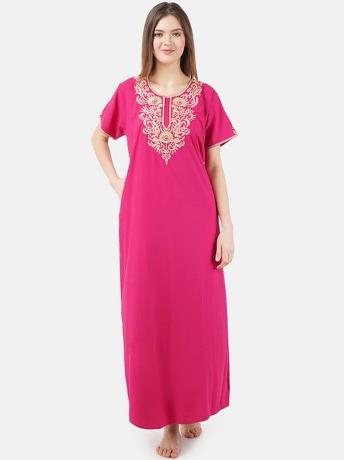 koi sleepwear dark pink embroidered nighty