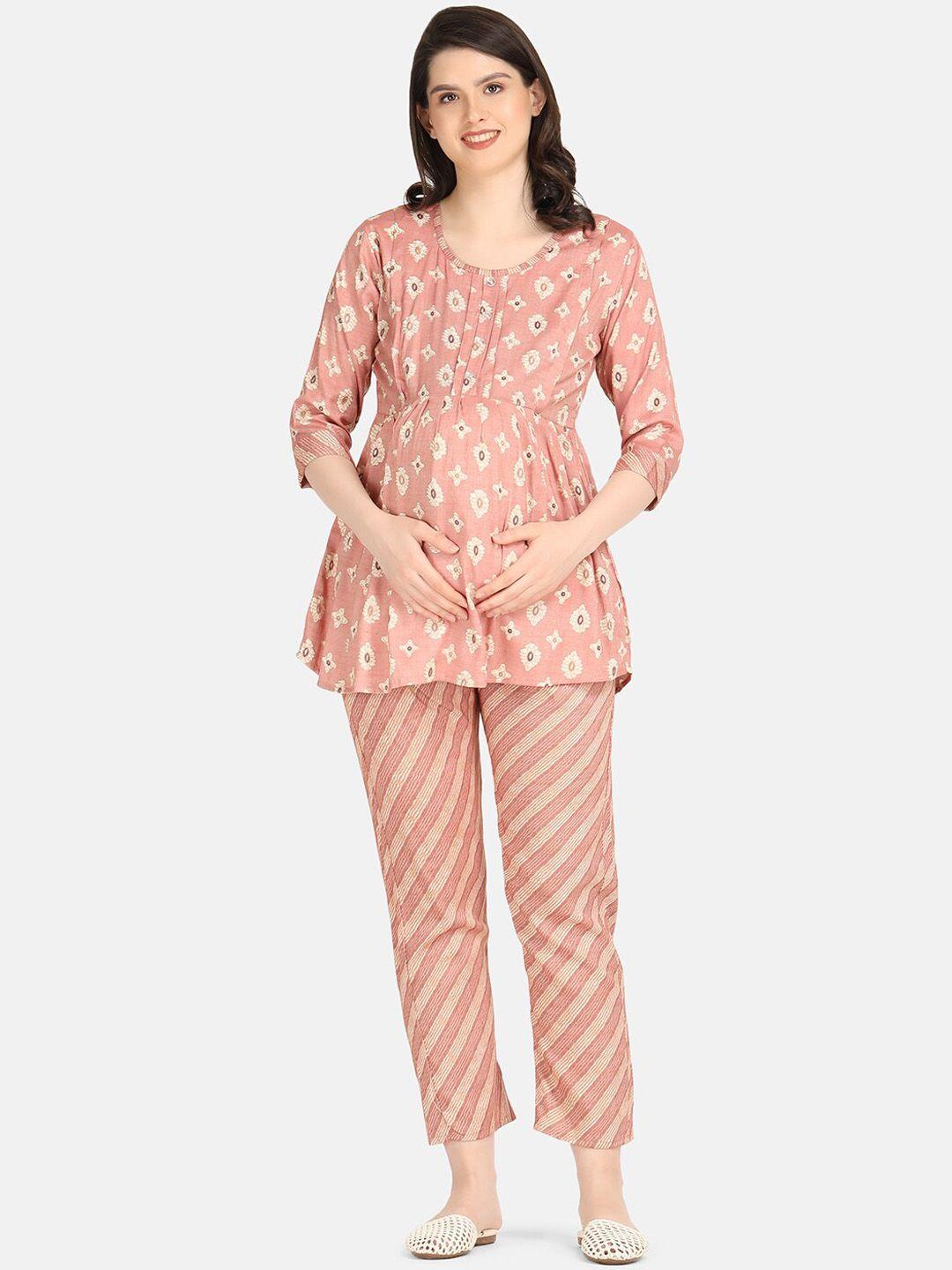 koi sleepwear ethnic motif printed tunic with trousers maternity co-ords