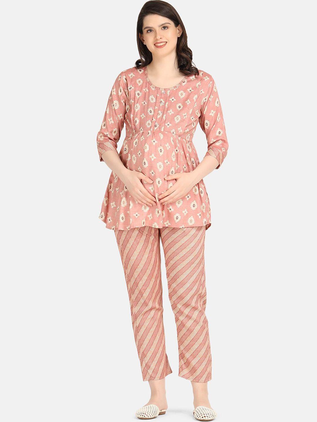 koi sleepwear ethnic motifs printed maternity tunic with trouser co-ords