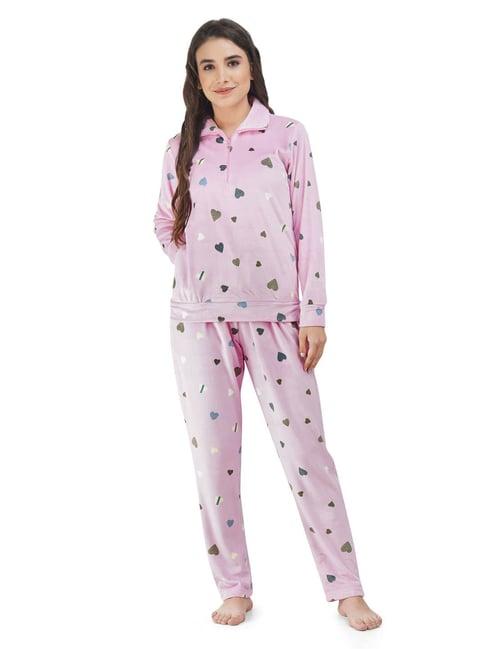 koi sleepwear light pink printed sweatshirt with pyjamas