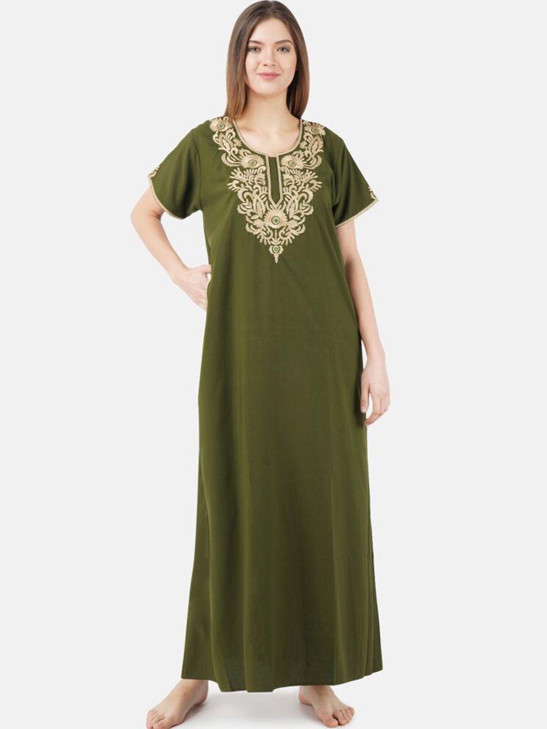 koi sleepwear plus size ethnic motifs embroidered maxi nightdress