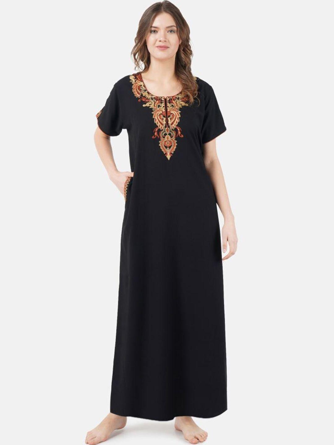 koi sleepwear plus size ethnic motifs embroidered maxi nightdress