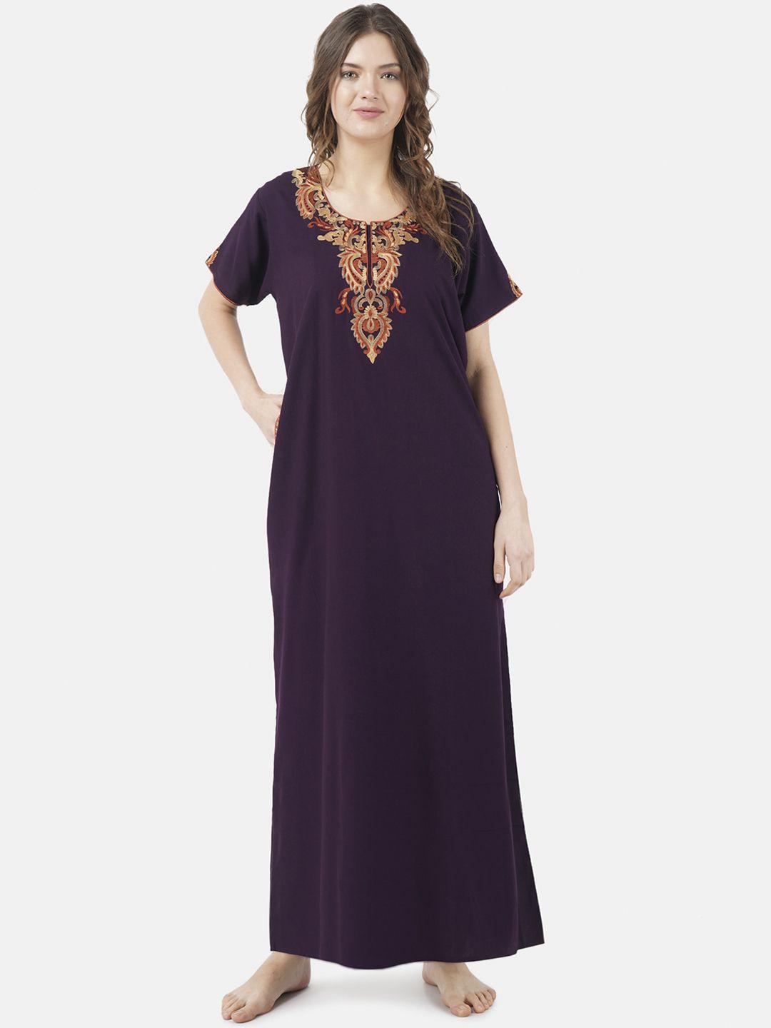 koi sleepwear purple embroidered nightdress