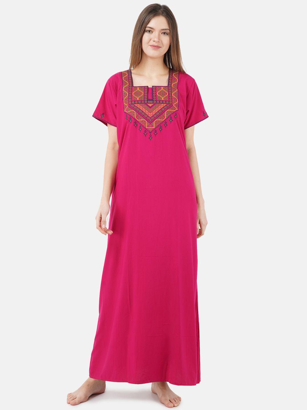koi sleepwear woman pink embroidered maxi nightdress
