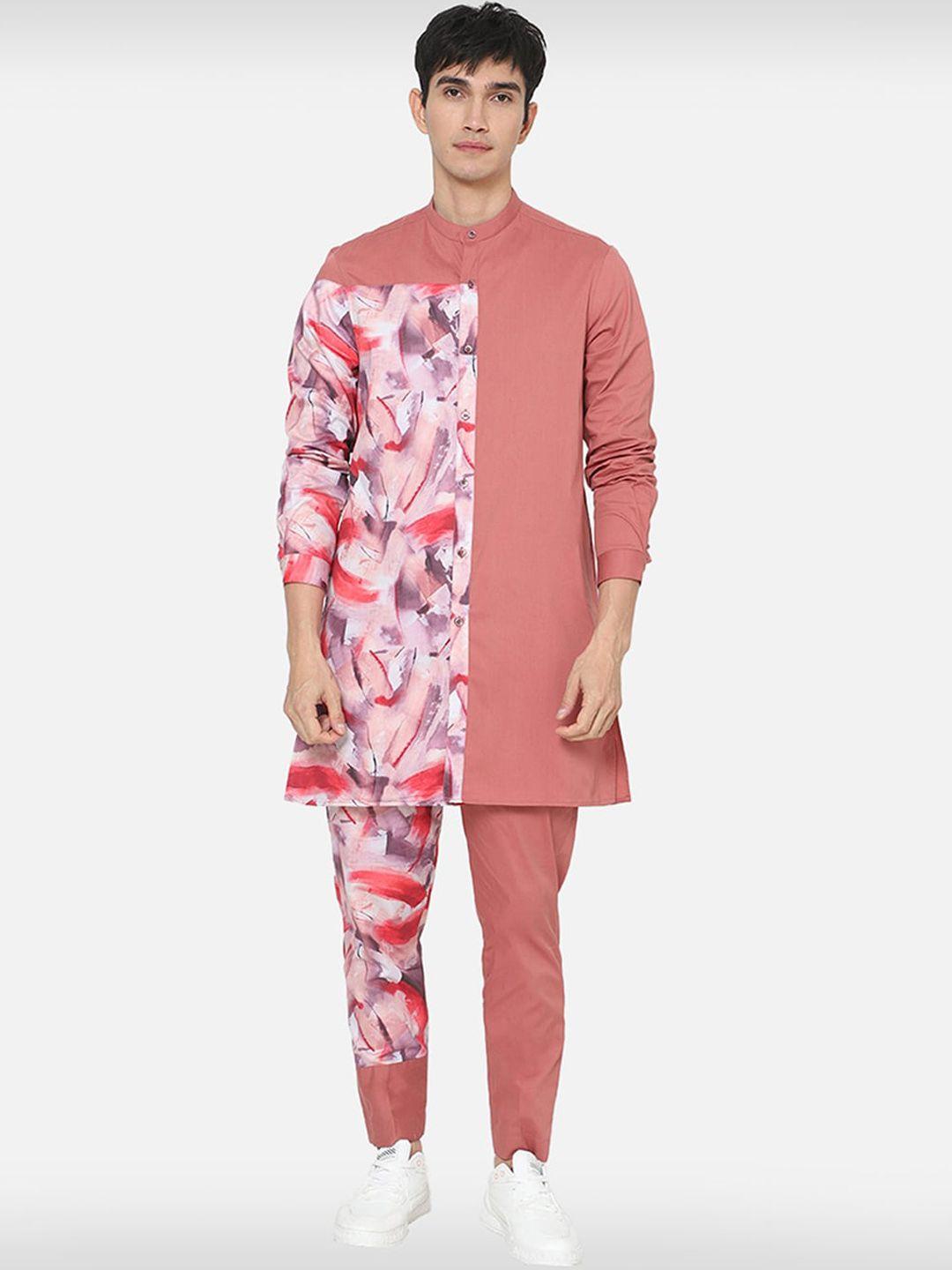 komal kothari floral printed panelled pure cotton kurta with pyjamas