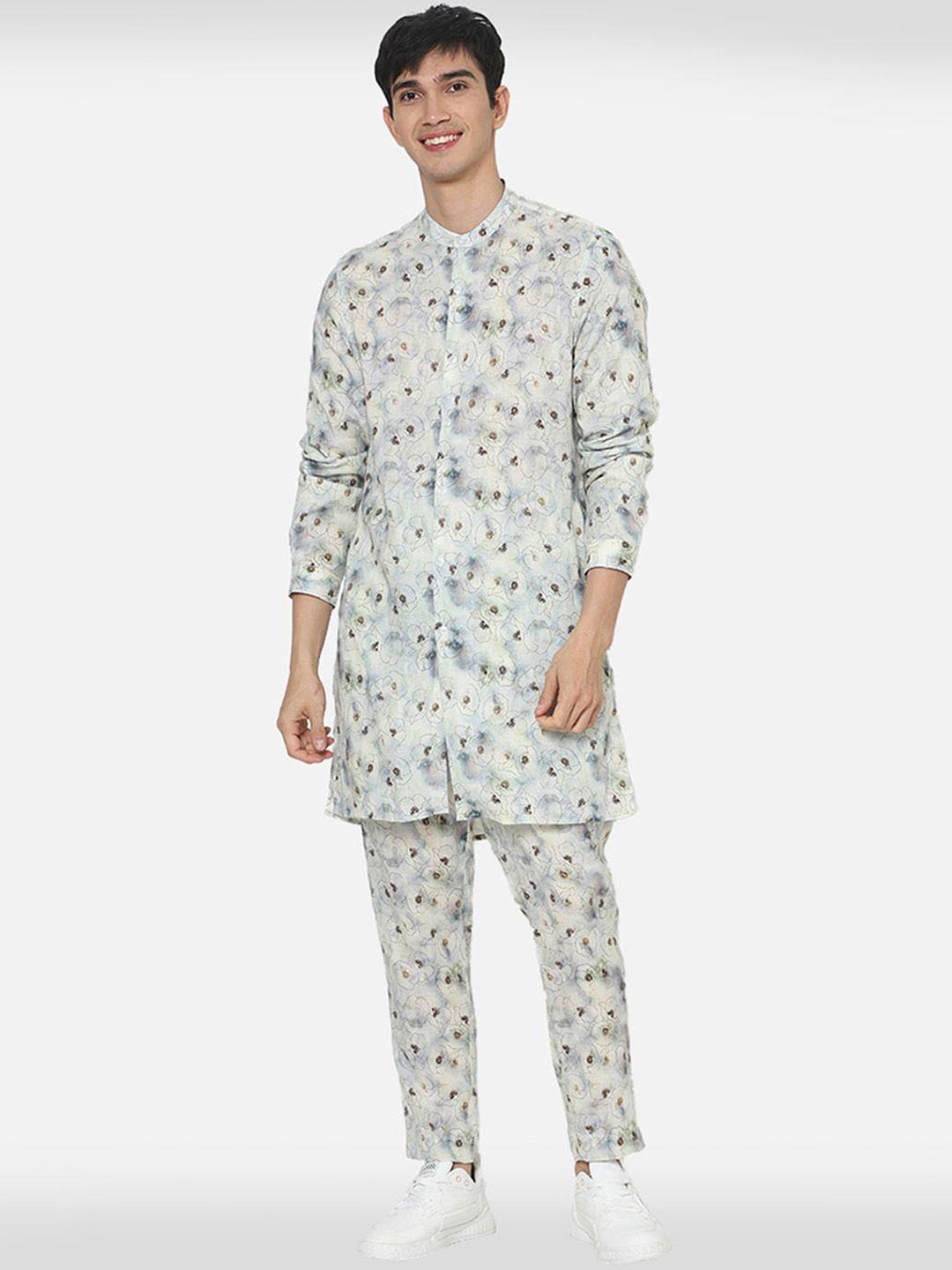 komal kothari floral printed straight kurta with pyjama