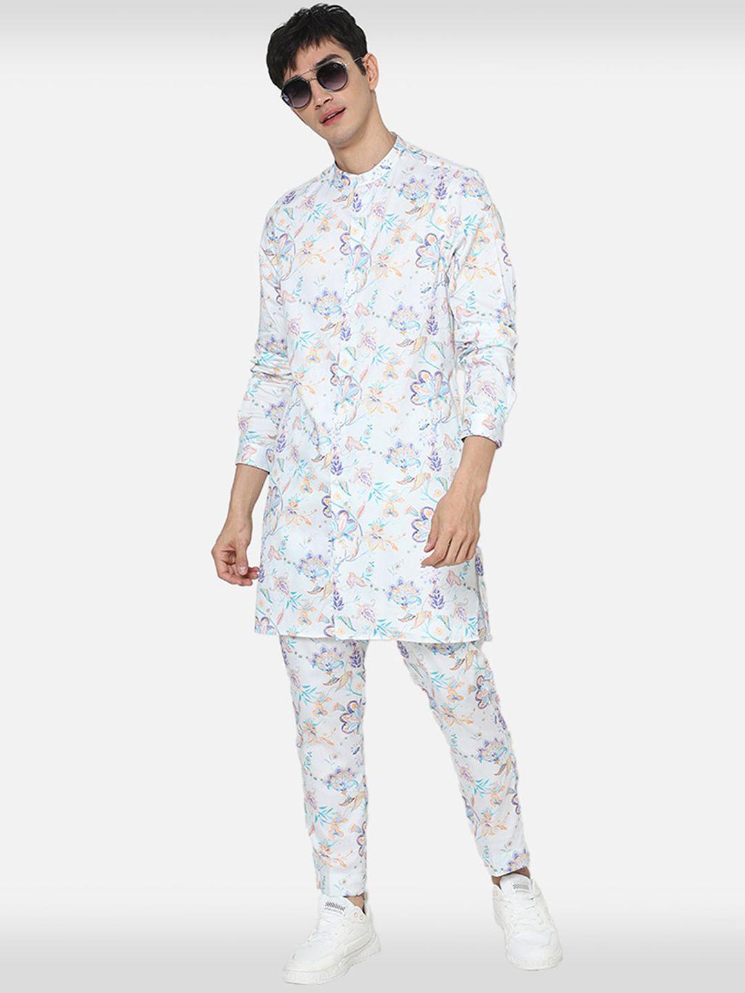 komal kothari floral printed straight pure cotton kurta with pyjamas