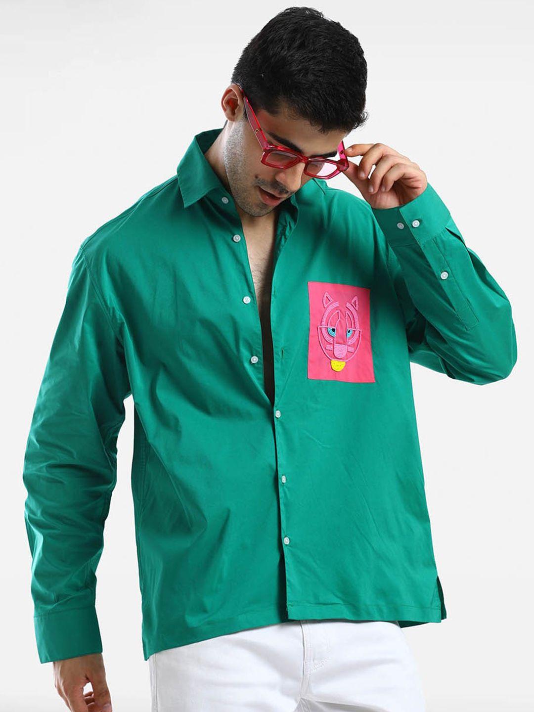 komal kothari men green comfort opaque party shirt