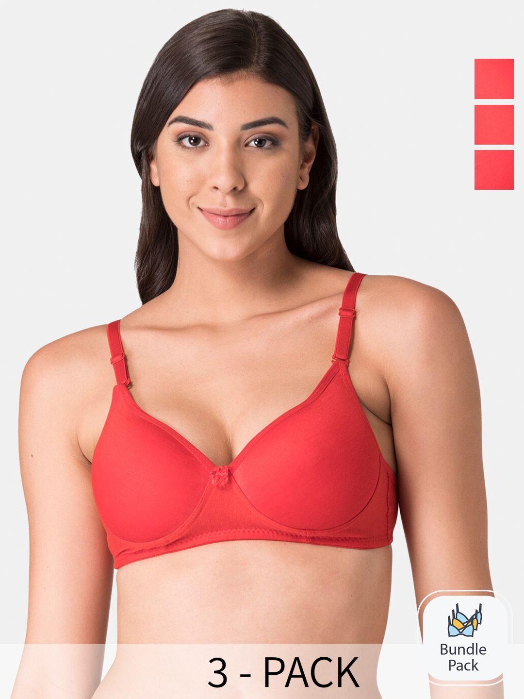 komli pack of 3 medium coverage heavily padded push-up bra with all day comfort