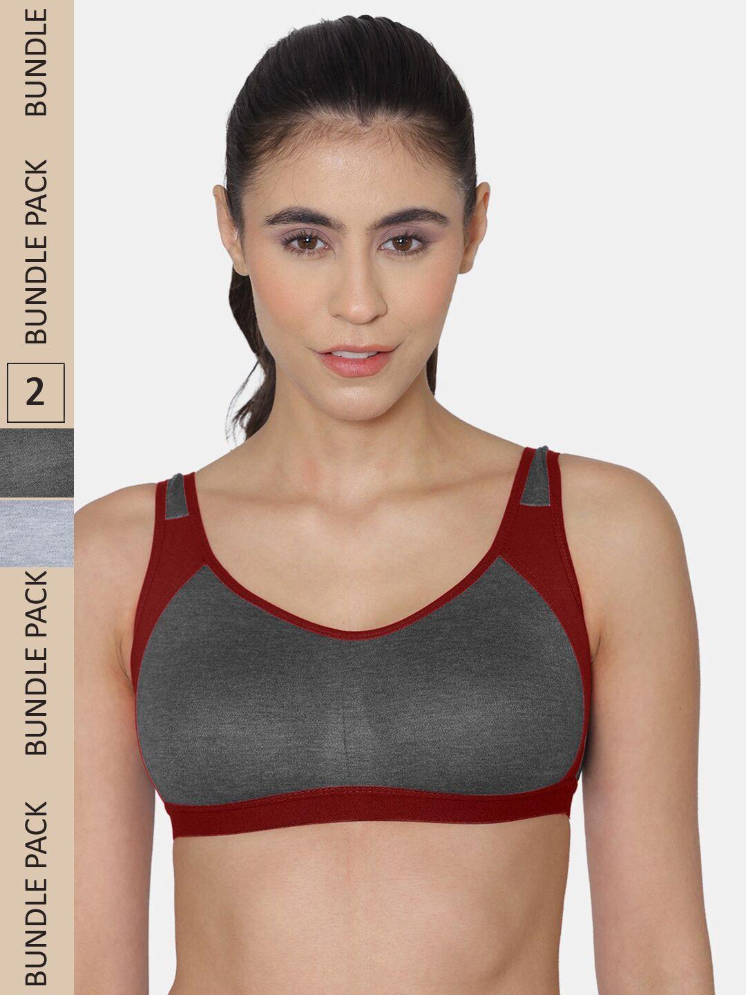 komli pack of 2 colourblocked non-wired non padded comfortable bra