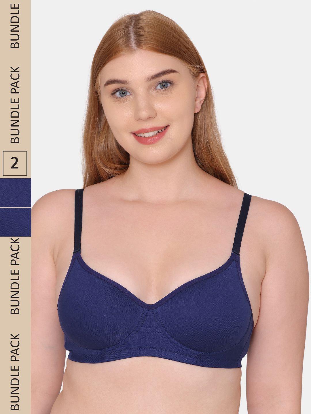 komli pack of 2 lightly padded non-wired cotton bra