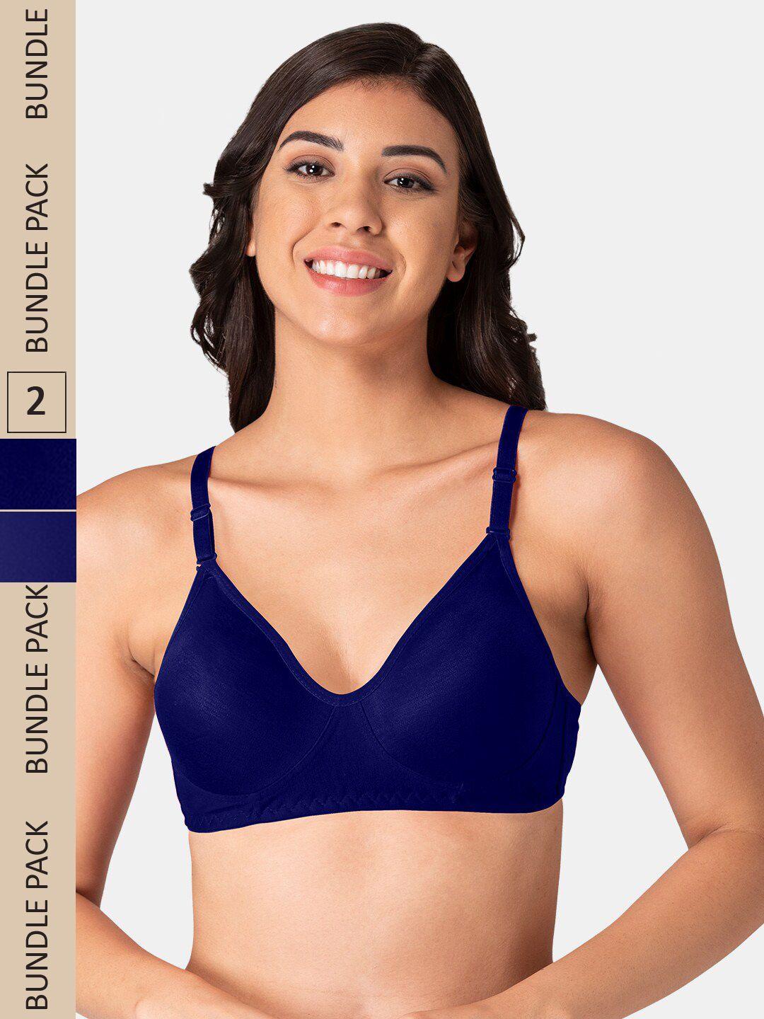 komli pack of 2 non-padded all day comfort seamless cotton t-shirt bra