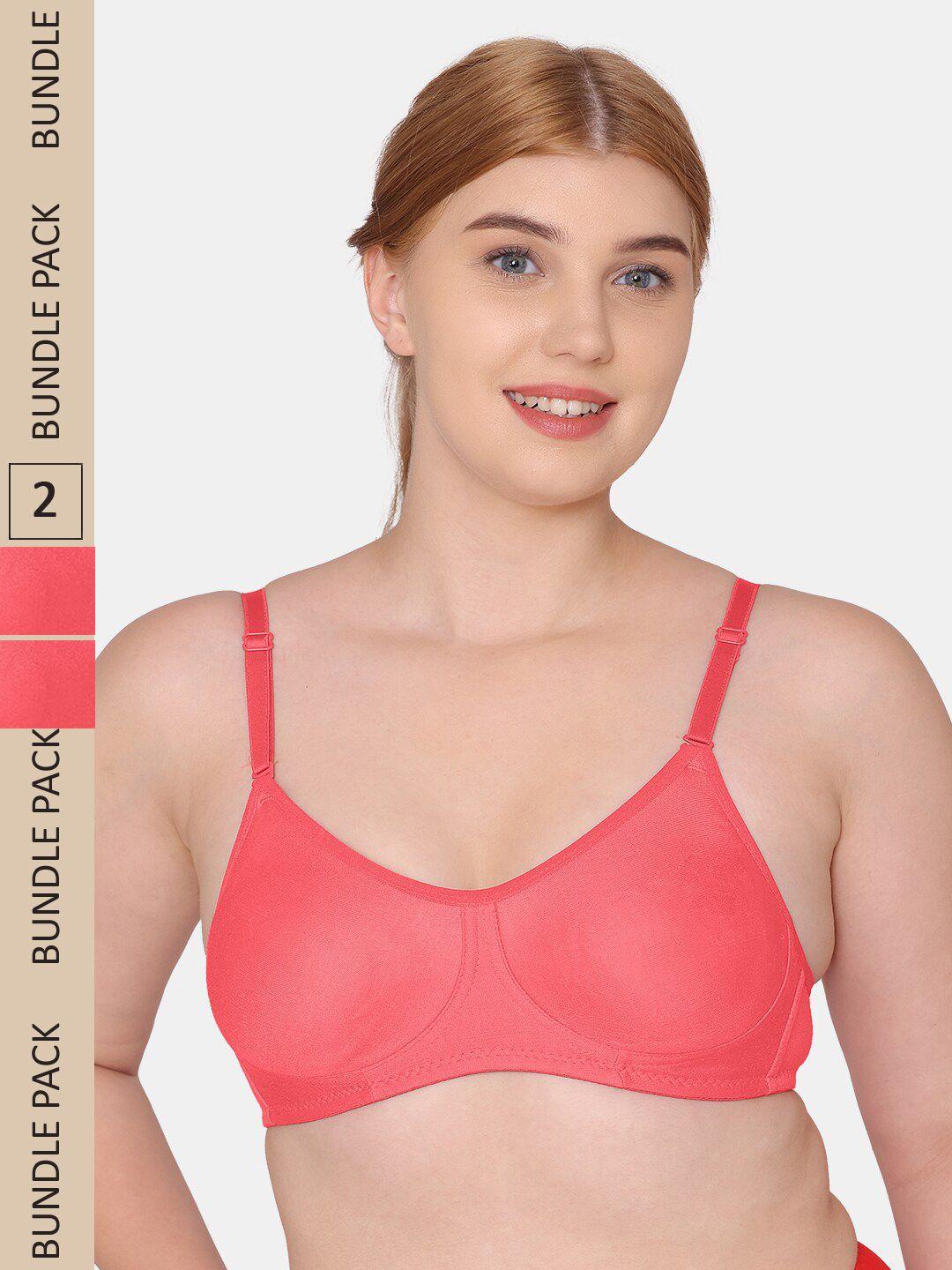 komli pack of 2 solid non padded seamless bra