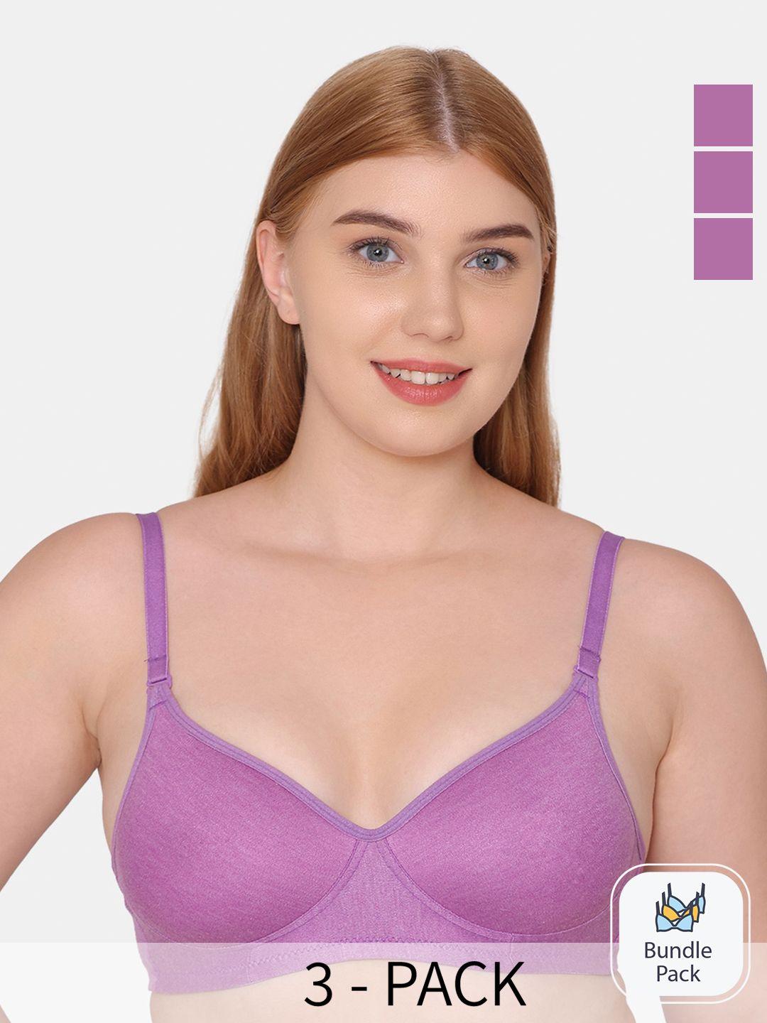 komli pack of 3 half coverage lightly padded everyday bra with all day comfort