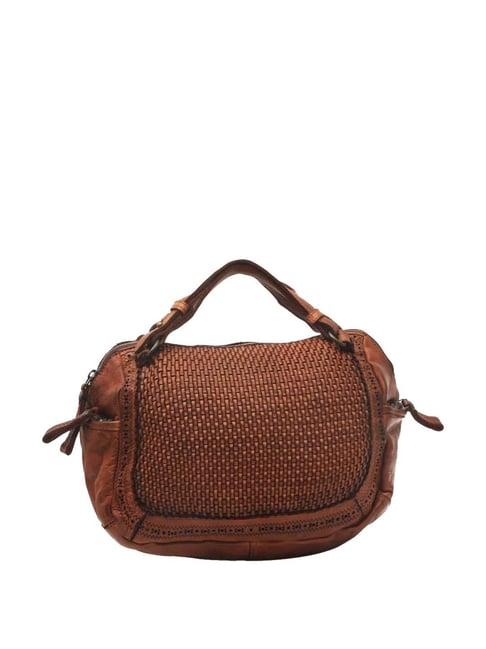 kompanero brown textured medium handbag