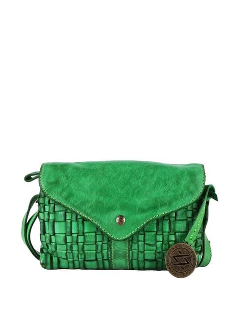 kompanero mia green textured sling handbag