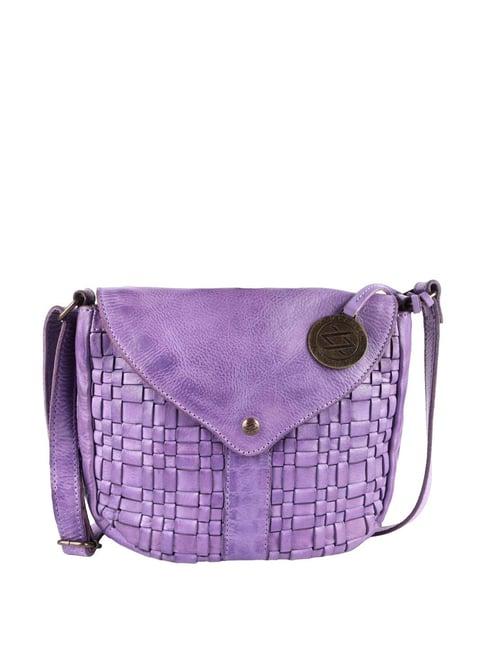 kompanero mia purple textured sling handbag