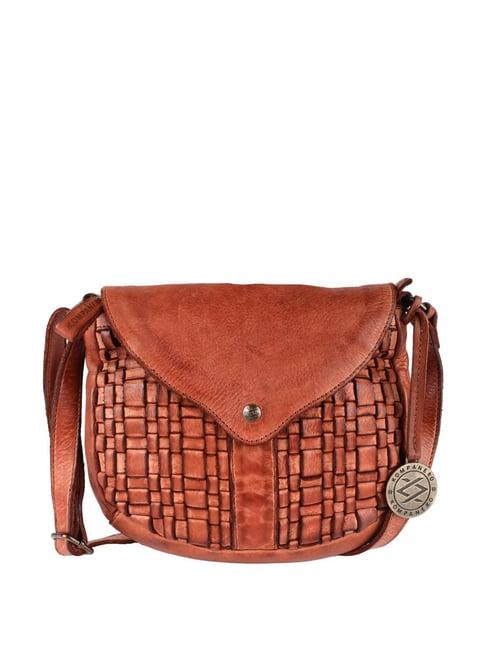 kompanero mia tan textured sling handbag