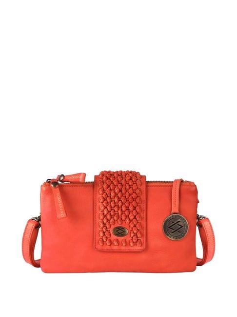 kompanero orange textured small sling handbag