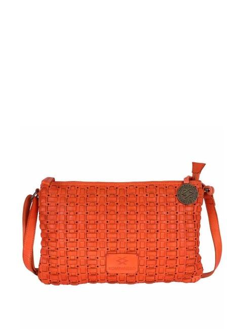 kompanero orange textured small sling handbag