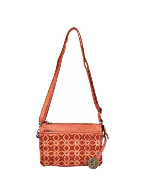 kompanero tan textured small sling handbag