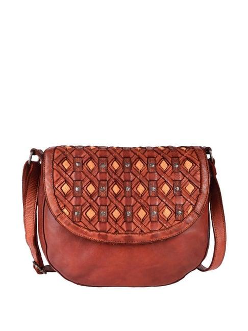 kompanero valentina tan embroidered sling handbag