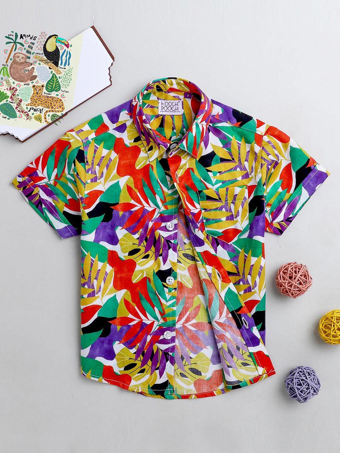 koochi poochi boys multicoloured pure cotton standard printed casual shirt