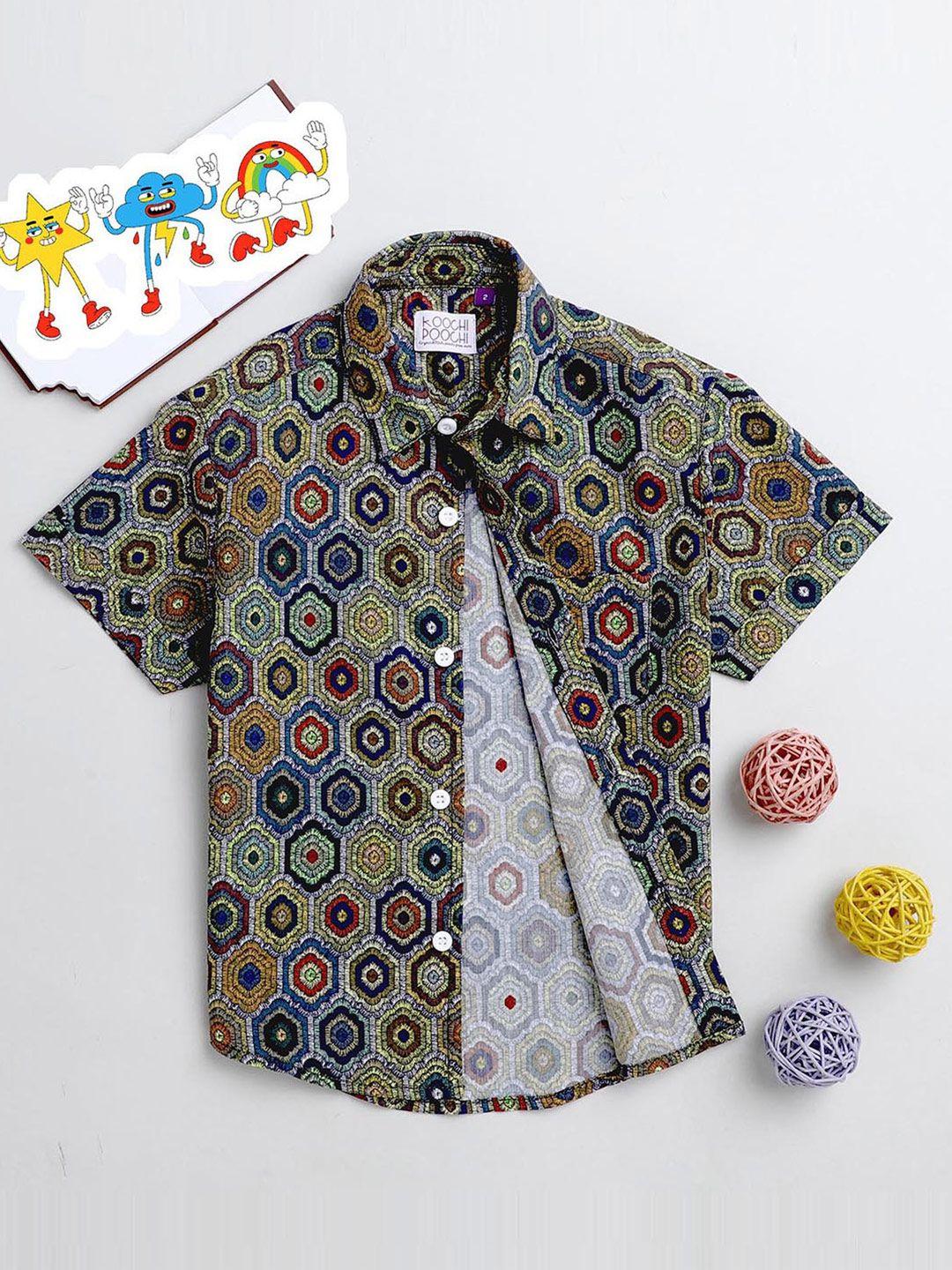 koochi poochi boys multicoloured standard printed casual shirt